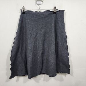 Haystacks Tactel Bias Knit Skirt Dark Gray Stretch Knee-Length Lettuce-Edge XL